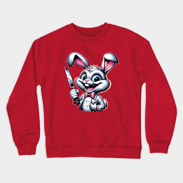 Bunny Holding a Knife Crewneck Sweatshirt by FontFleet